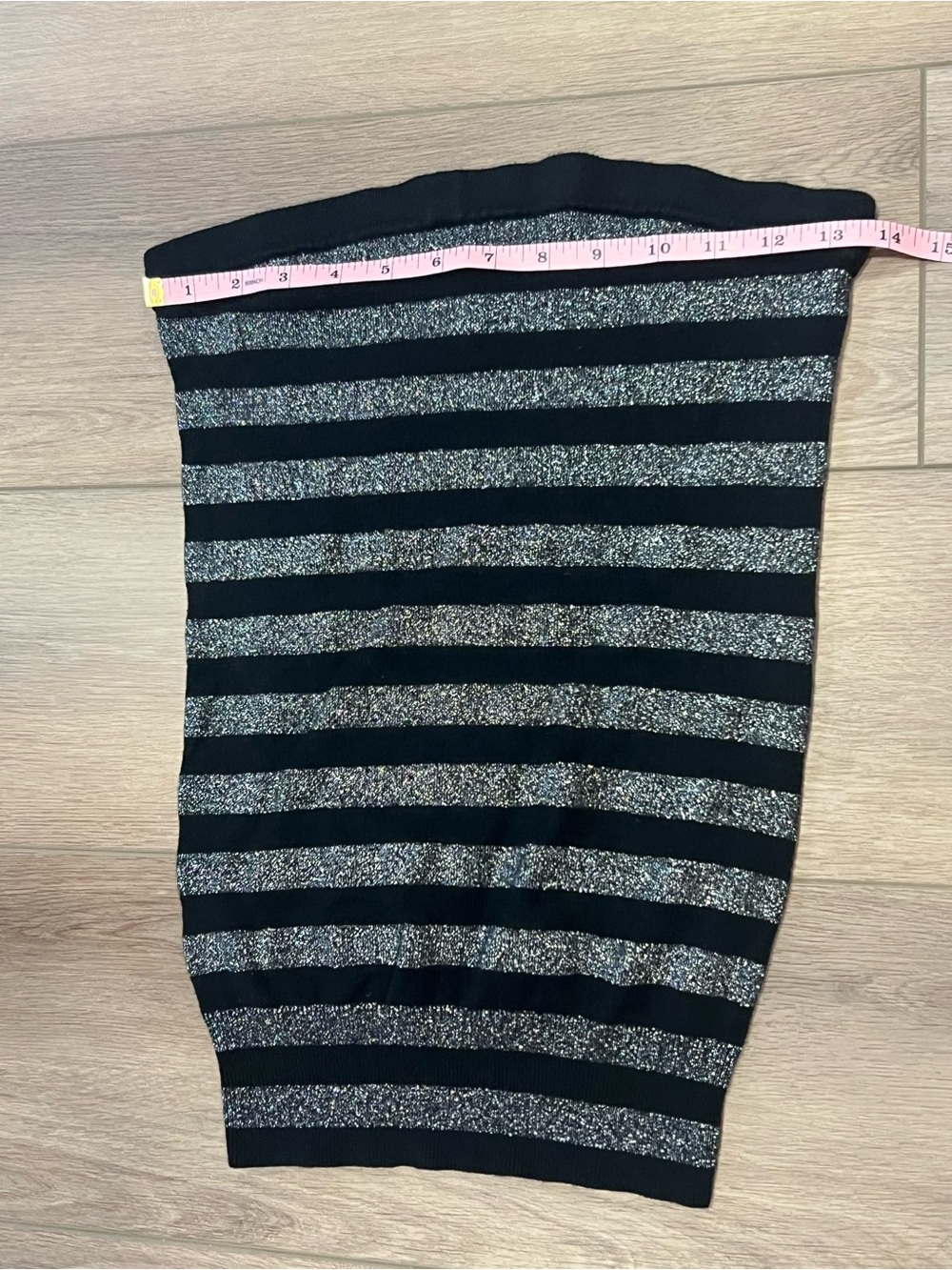 Express Black Tube Top with Silver Sparkle Vintage 2006 Y2K Size Small - Picture 7 of 8